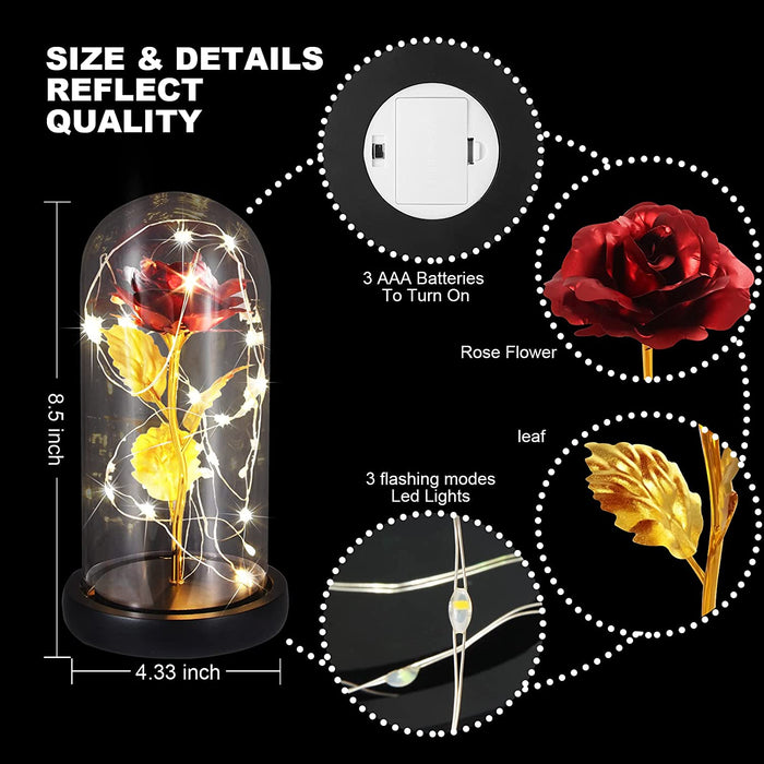 Flower Rose LED light with Glass Dome
