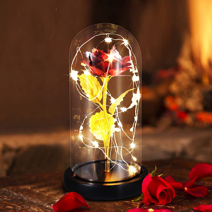 Flower Rose LED light with Glass Dome