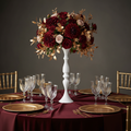 Flower Vase Riser Holder Centerpiece Stand 20"H - White with gold charger plate | glass goblets | gold chiavari | burgundy tablecloth | burgundy napkin