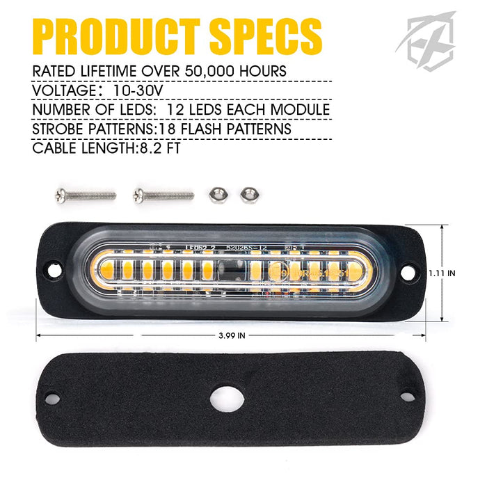 Flush Mount Side Marker Emergency Strobe Light - Set of 4 | Alert 12 Series