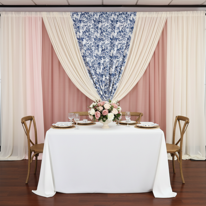 French Toile 12ft H x 52" W Drape/Backdrop Panel - Blue