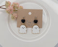 GHOST WITH BLACK HEART DANGLE EARRINGS