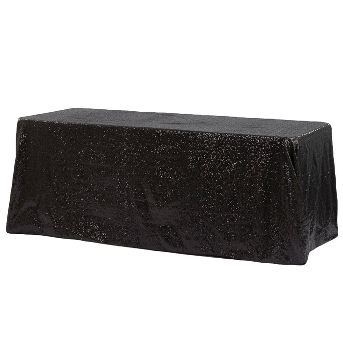 Glitz Sequin 90"x132" Rectangular Tablecloth - Black - CV Linens