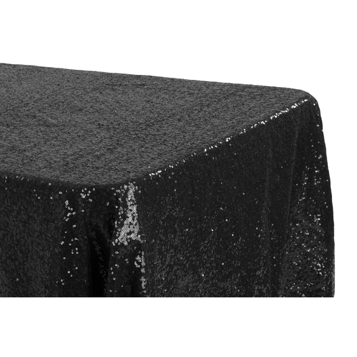 Glitz Sequin 90"x132" Rectangular Tablecloth - Black - CV Linens