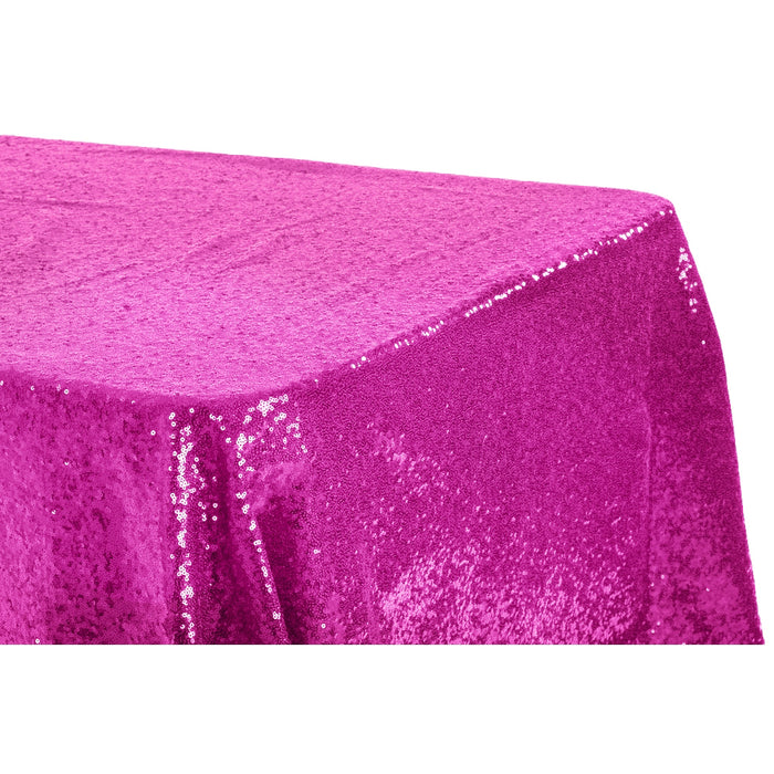 Glitz Sequin 90"x132" Rectangular Tablecloth - Fuchsia - CV Linens