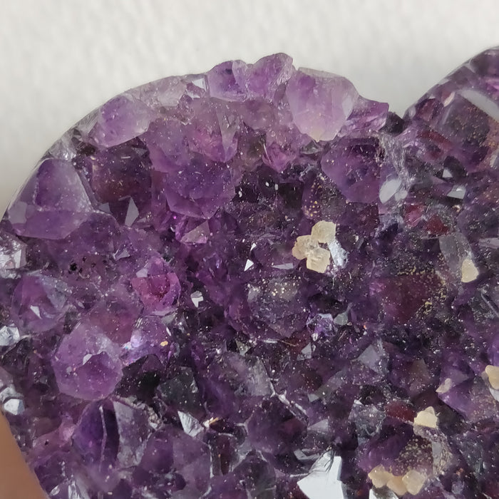 Grape Jelly Amethyst Geode Heart with Calcite (#G6)