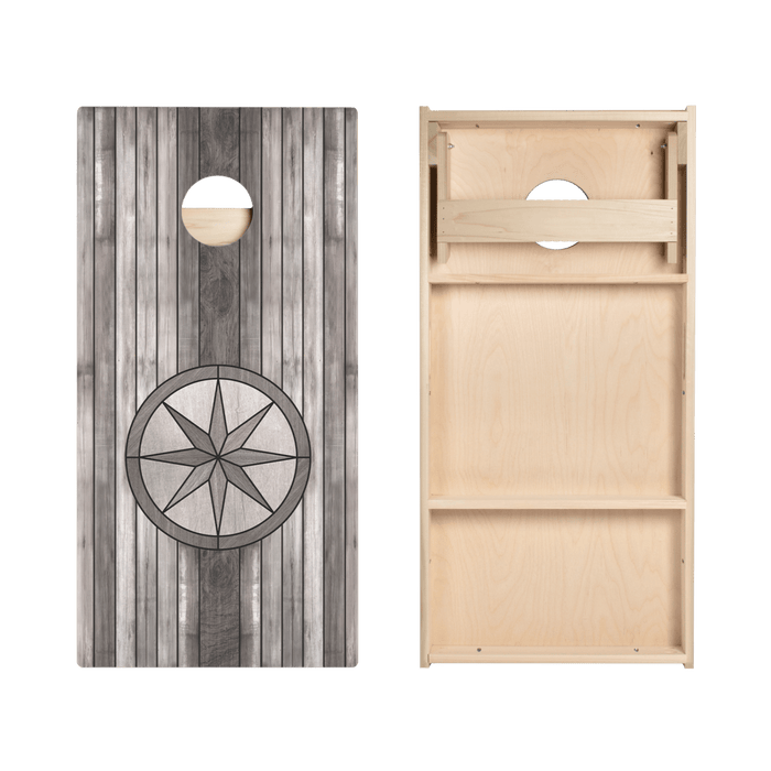 Gray Wood Compass Star Cornhole Boards, - American Cornhole Association