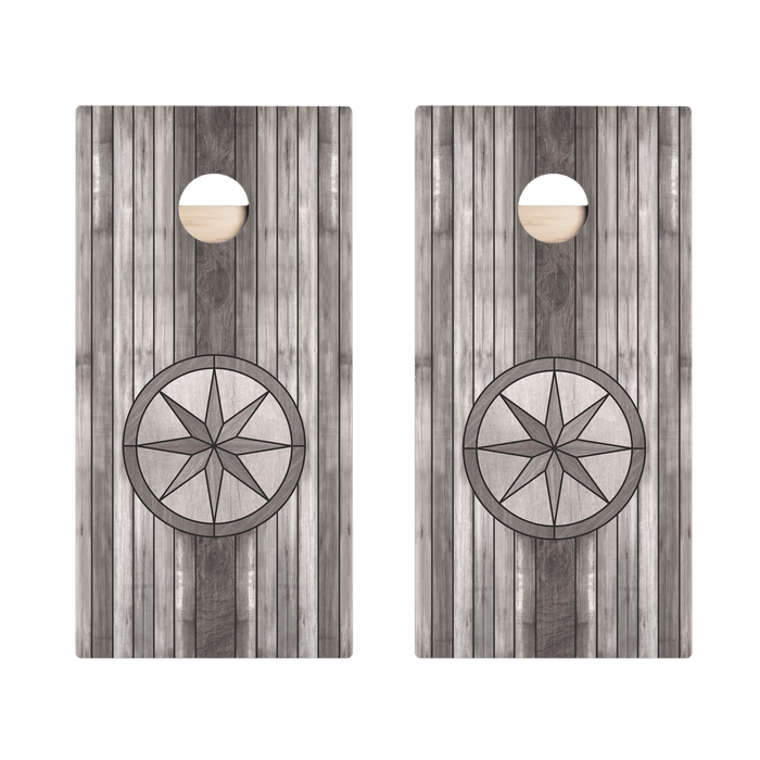 Gray Wood Compass Star Cornhole Boards, - American Cornhole Association