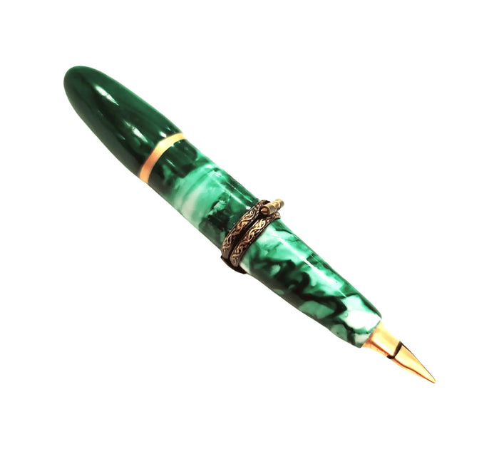 Another view of the Green Elegance Fountain Pen Limoges trinket box