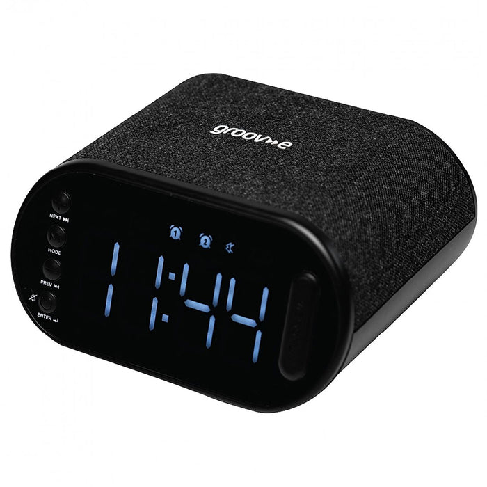 Groov-e Atlas II Alarm Clock Radio with Wireless Charging Pad - Black | GVCR06BK from Groov-e - DID Electrical