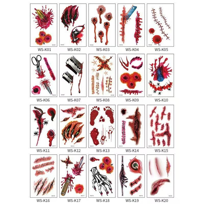Halloween Temporary Tattoos for Face & Body – Realistic & Easy to Remove