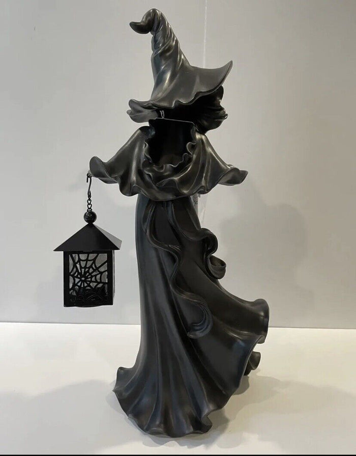 Halloween Witch Figurine Lantern with Soft LED Glow for Spooky Décor