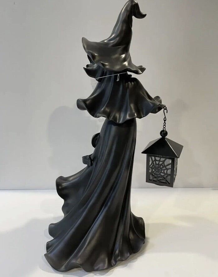 Halloween Witch Figurine Lantern with Soft LED Glow for Spooky Décor
