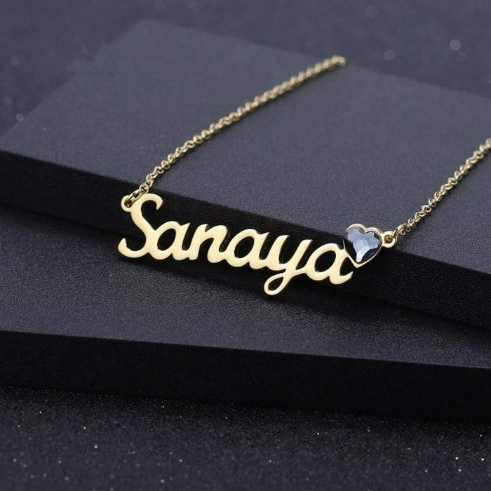 Heart Birthstone Name Necklace Necklace MelodyNecklace