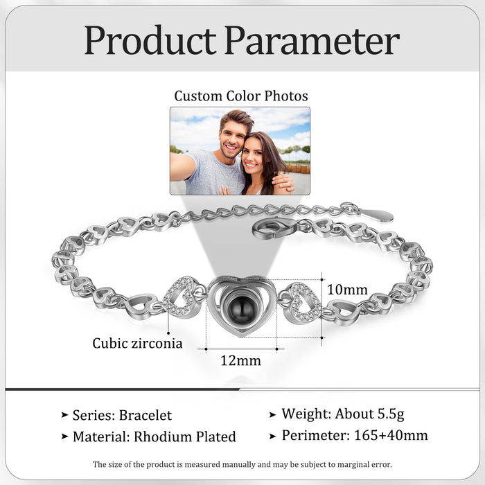 Heart Chain Projection Bracelet Personalized Hidden Photo Bracelet Creative Gift for Her