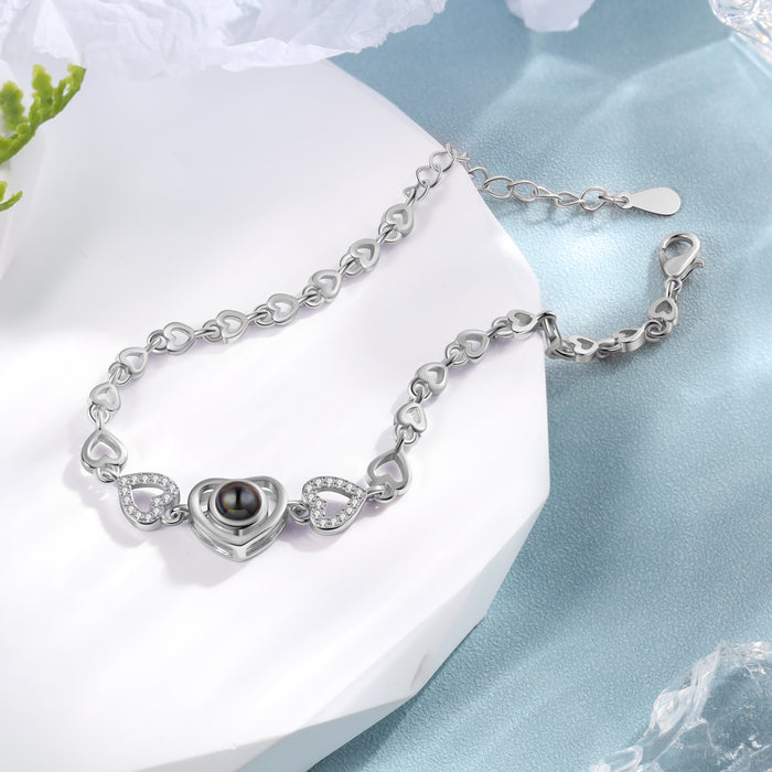 Heart Chain Projection Bracelet Personalized Hidden Photo Bracelet Creative Gift for Her