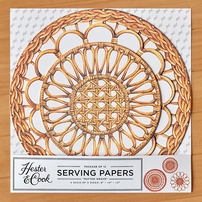 Hester & Cook Serving Papers, Rattan Weave