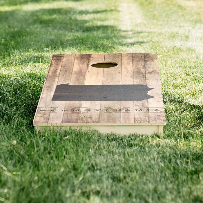 Home State Rustic Wood Pennsylvania Star Cornhole Boards - ACA - 000356 | American Cornhole Association