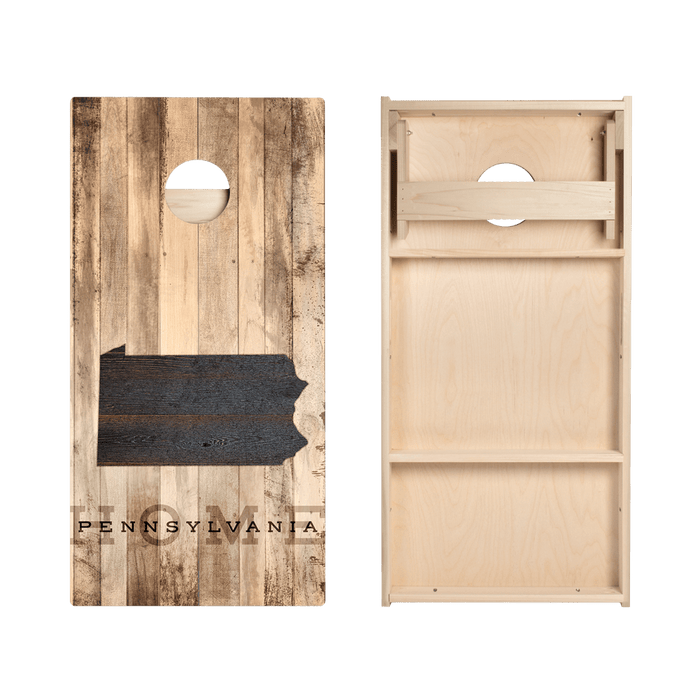 Home State Rustic Wood Pennsylvania Star Cornhole Boards - ACA - 000356 | American Cornhole Association