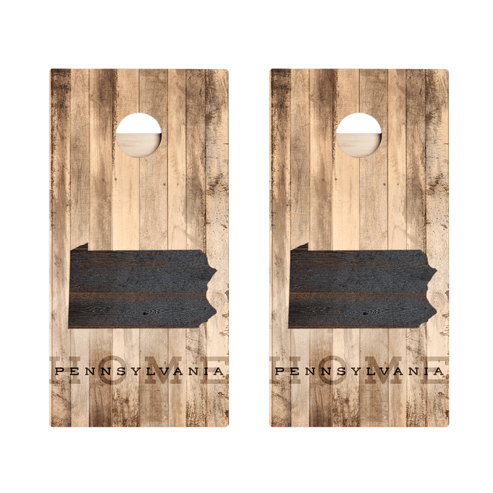 Home State Rustic Wood Pennsylvania Star Cornhole Boards - ACA - 000356 | American Cornhole Association