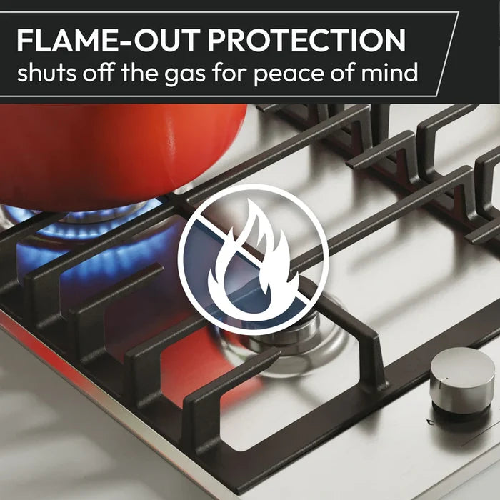 Hoover H-Hob 300 60CM 4 Zone Gas Hob - Stainless Steel | HHG6BRMX