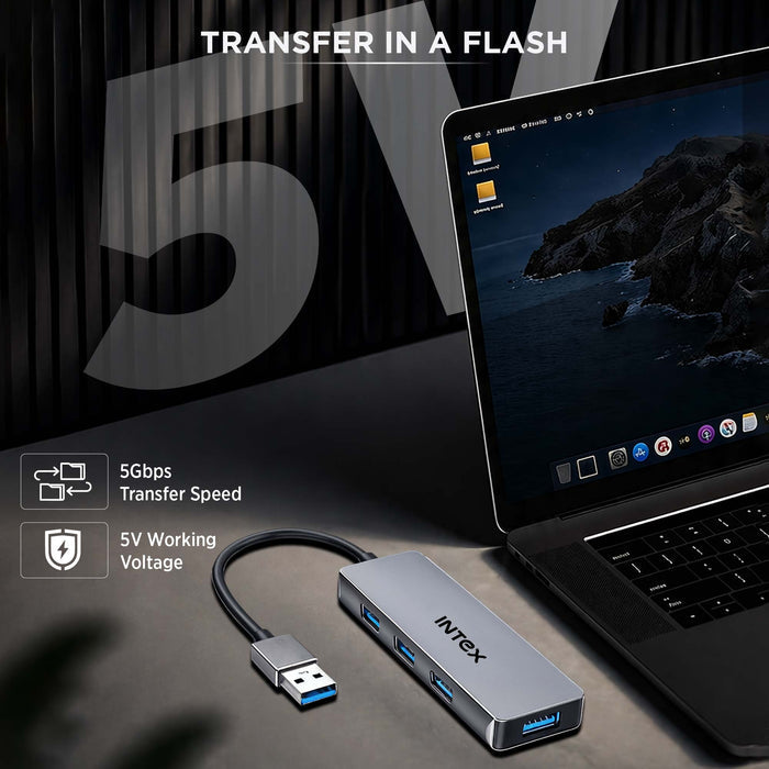Intex 4-in-1 USB Hub 3.0 with High-Speed Data Transfer