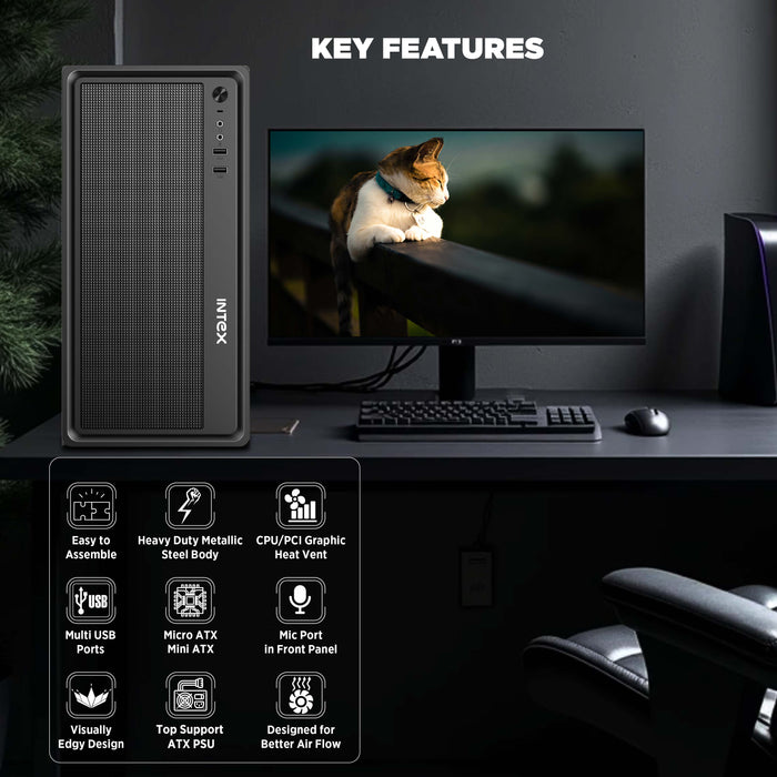 INTEX IT-1603 W SMPS & USB Computer Cabinet