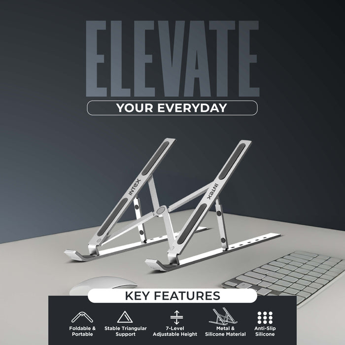 Intex Laptop Stand |  7 Adjustable Height Levels  (Metal & Silicone)