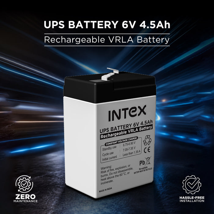Intex UPS Battery 6V 4.5Ah Rechargeable VRLA Battery