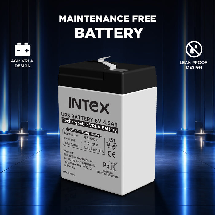 Intex UPS Battery 6V 4.5Ah Rechargeable VRLA Battery