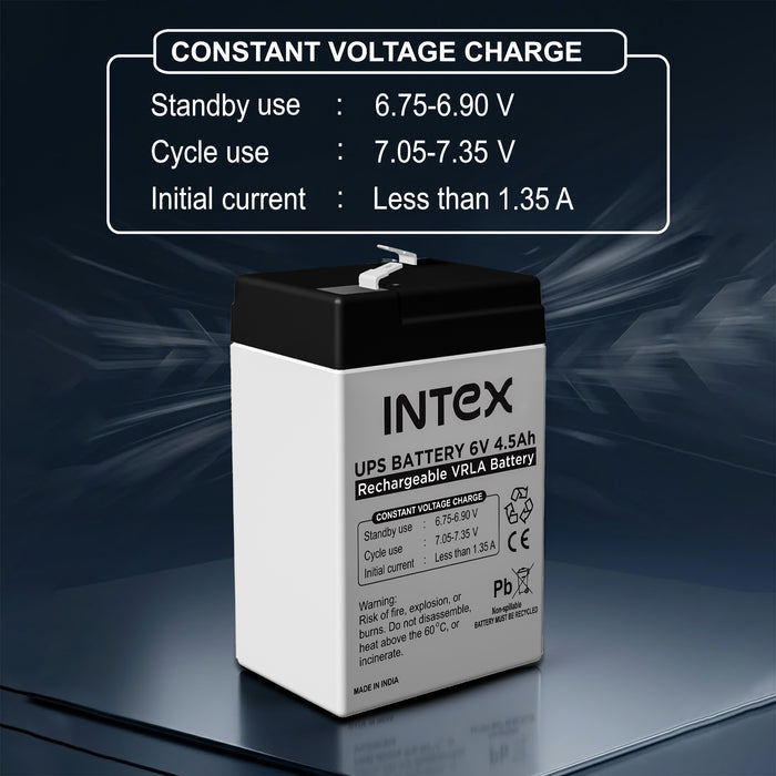 Intex UPS Battery 6V 4.5Ah Rechargeable VRLA Battery