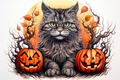 Jack O Lanterns And Kitty