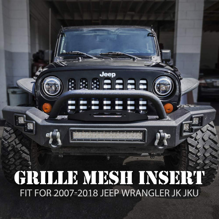 Jeep Grille Insert with American Flag For 2007-2018 Jeep Wrangler JK