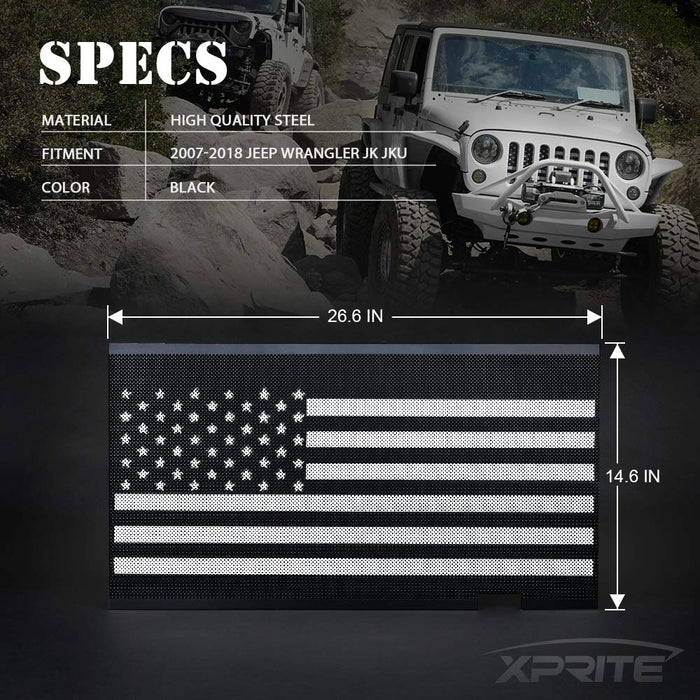 Jeep Grille Insert with American Flag For 2007-2018 Jeep Wrangler JK