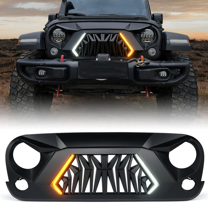 Xprite LED Grille with Turn Signal Lights for Jeep Wrangler JK JKU
