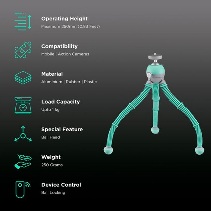 Joby PodZilla Flexible Adjustable Tripod for Mobile and Camera - Teal | JB01759-BWW from Joby - DID Electrical