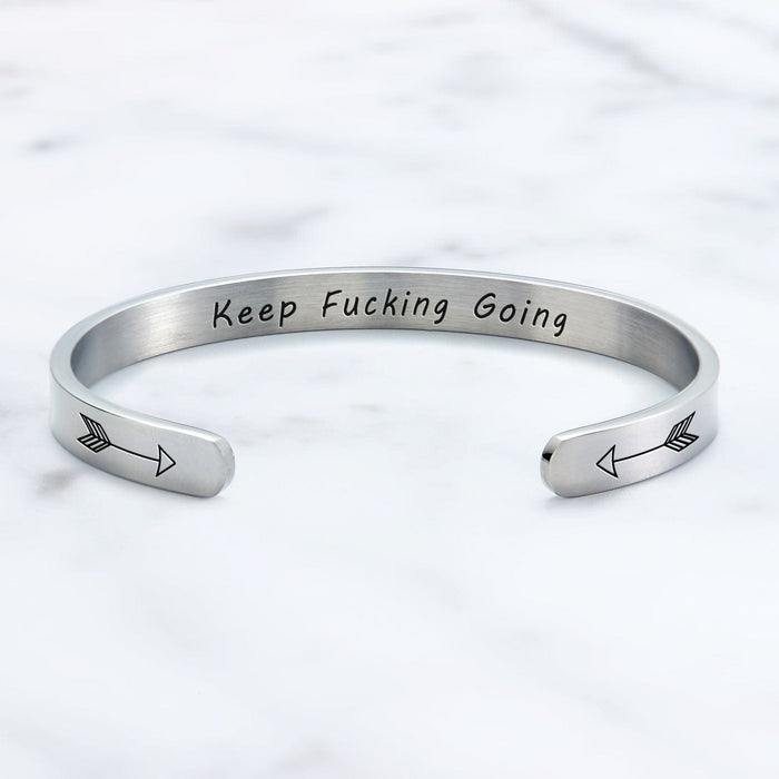 Keep Fucking Going Personalizable Cuff Bracelet Bracelet For Woman MelodyNecklace