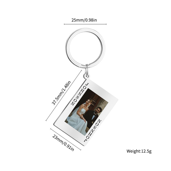 King & Queen Card Personalized Photo Keychain - Unique Couples Engagement Gift Set