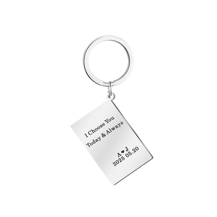 King & Queen Card Personalized Photo Keychain - Unique Couples Engagement Gift Set