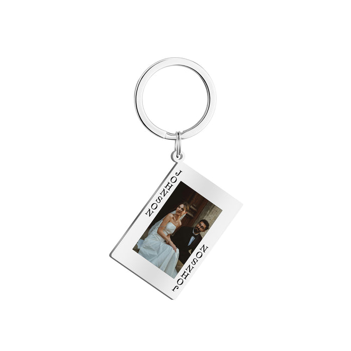 King & Queen Card Personalized Photo Keychain - Unique Couples Engagement Gift Set