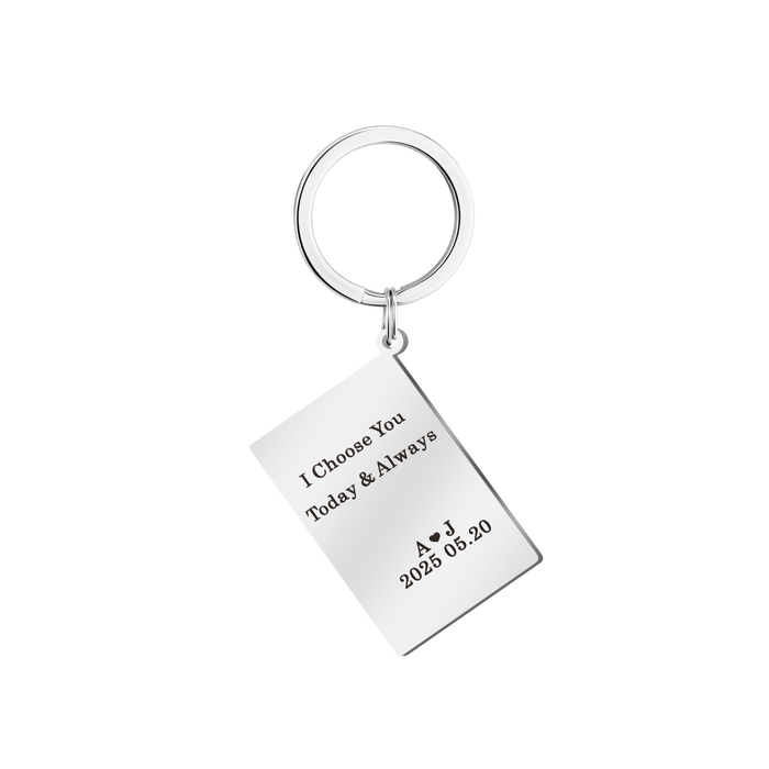 King & Queen Card Personalized Photo Keychain - Unique Couples Engagement Gift Set
