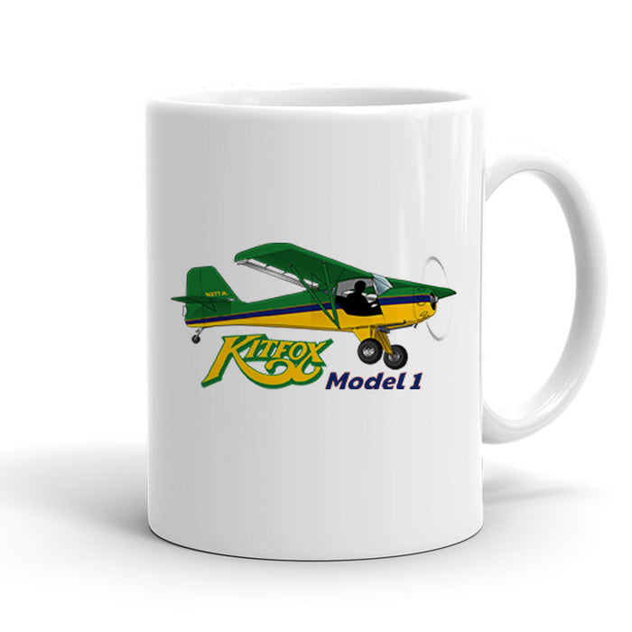 Kitfox Model 1 (Green/Yellow) Airplane Ceramic Mug - Personalized with N#