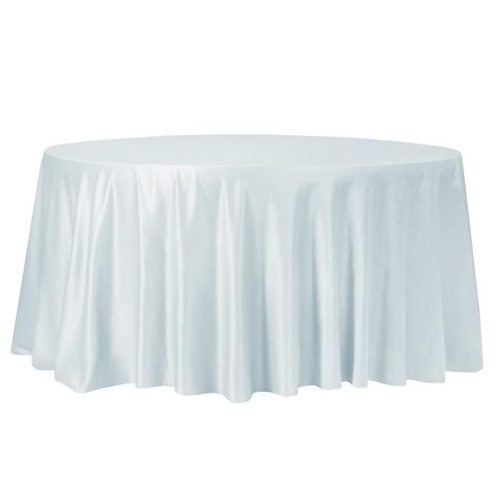 Lamour Satin 120" Round Tablecloth - Dusty Blue - CV Linens