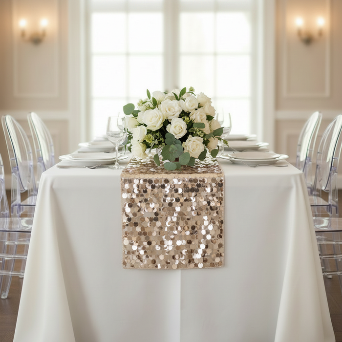 Large Payette Sequin Table Runner - Champagne.