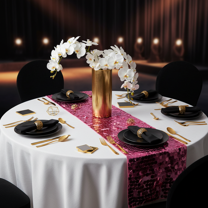 Large Payette Sequin Table Runner - Pink  | tablecloth | charger plate | napkin | dinner plate |