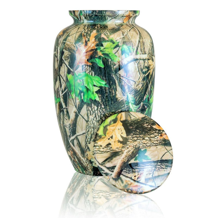 Large/Adult 220 Cubic Inches Camouflage Sportsman Brass Cremation Urn for Ashes