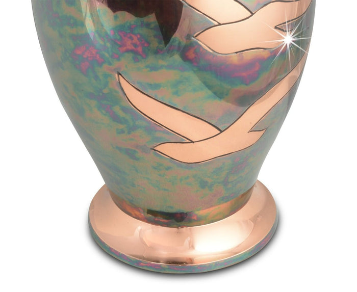 Large/Adult 220 Cubic Inches Gleaming Dove Brass Raku Cremation Urn for Ashes