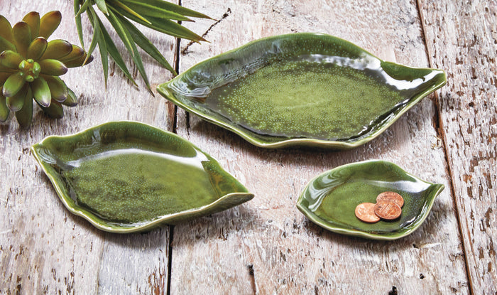Leaf Dish - Green Stoneware Summer
