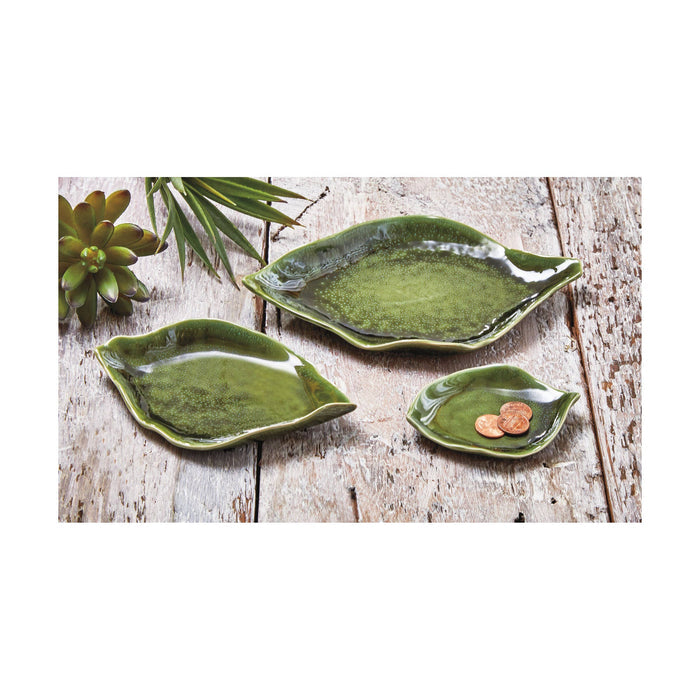 Leaf Dish - Green Stoneware Summer