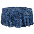 Leaf Petal Taffeta Round 120" Tablecloth - Navy Blue - CV Linens